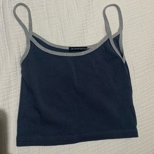 BRANDY MELVILLE | crop tank top. Navy blue with grey trim  & straps.